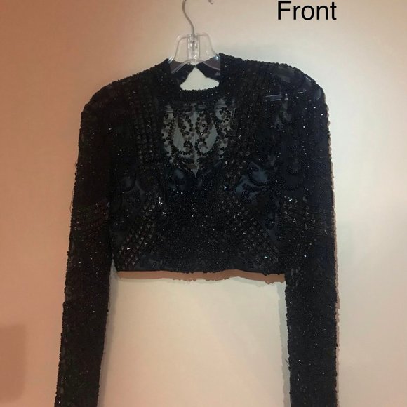 Black Sherri Hill Two Piece Prom Dress - Picture 4 of 7